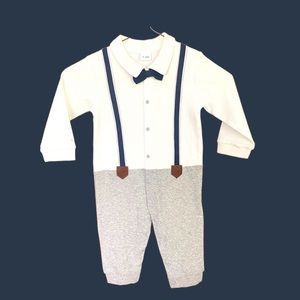 All Dressed Up Snap Up Onesie with Bow Tie Dress Up Size 9-12 months
